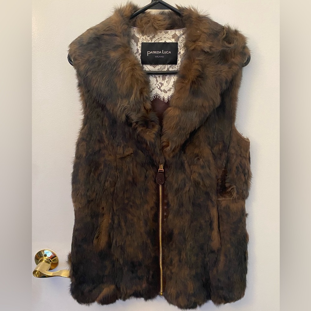 Patrizia Luca Genuine rabbit fur vest - brown
